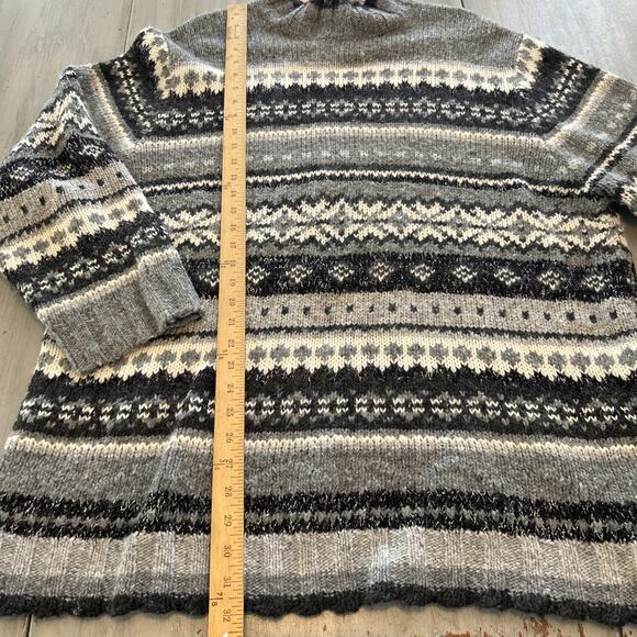 Vtg Avenue Gray White Fair Isle Wool Angora Blend Sweater Womens Sz 3X - Picture 5 of 7